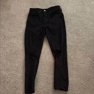 Topshop Jamie Black Skinny Jeans with Distressed Knees W28 Petite